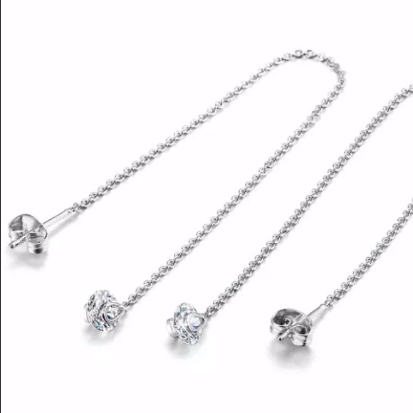 NEW!๐๐GORGEOUS๐PLATINUM PLATED CZ THREADERS๐๐ - Picture 2 of 8